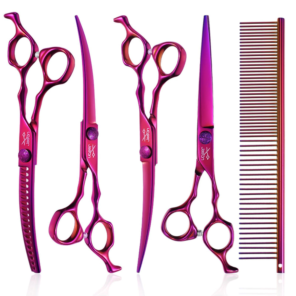 Jason dog grooming scissors set up-curved for gentle shaping around faces and ears