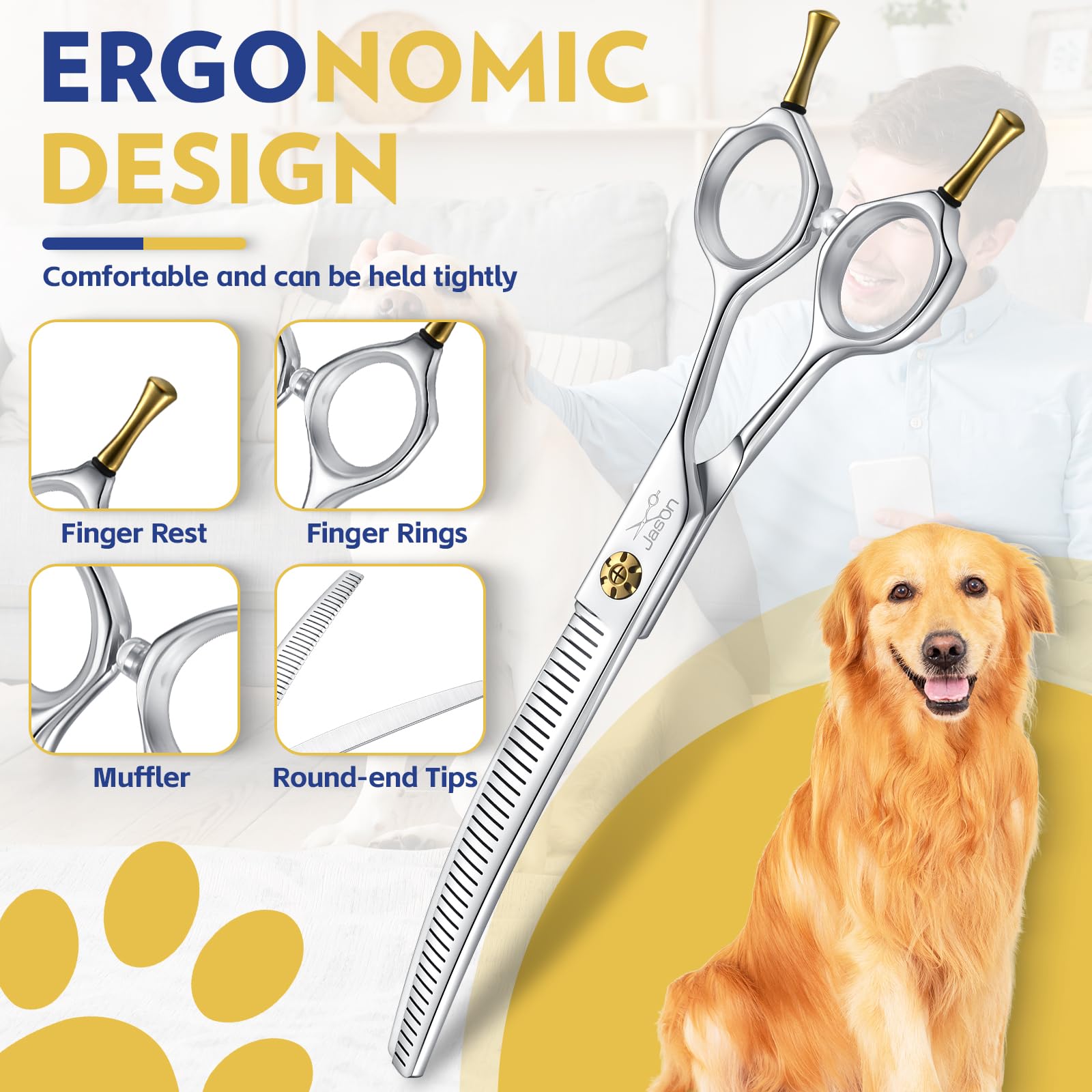 JASON dog thinners removable rings for a custom fit and quieter grooming