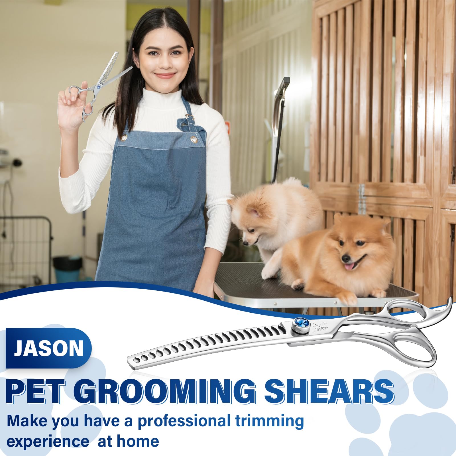 JASON ergonomic handle curved chunker for comfortable grooming sessions.