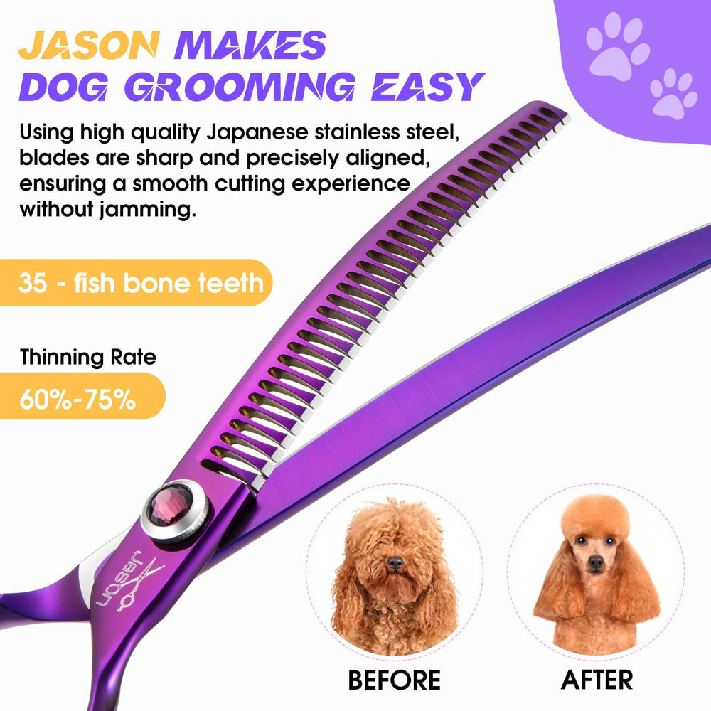 Jason ergonomic staggered-handle design reduces wrist strain during long grooming sessions.