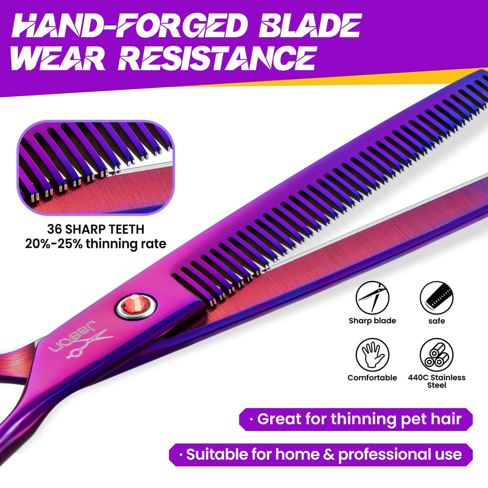 JASON 440C stainless steel thinning scissors for long-lasting sharpness.