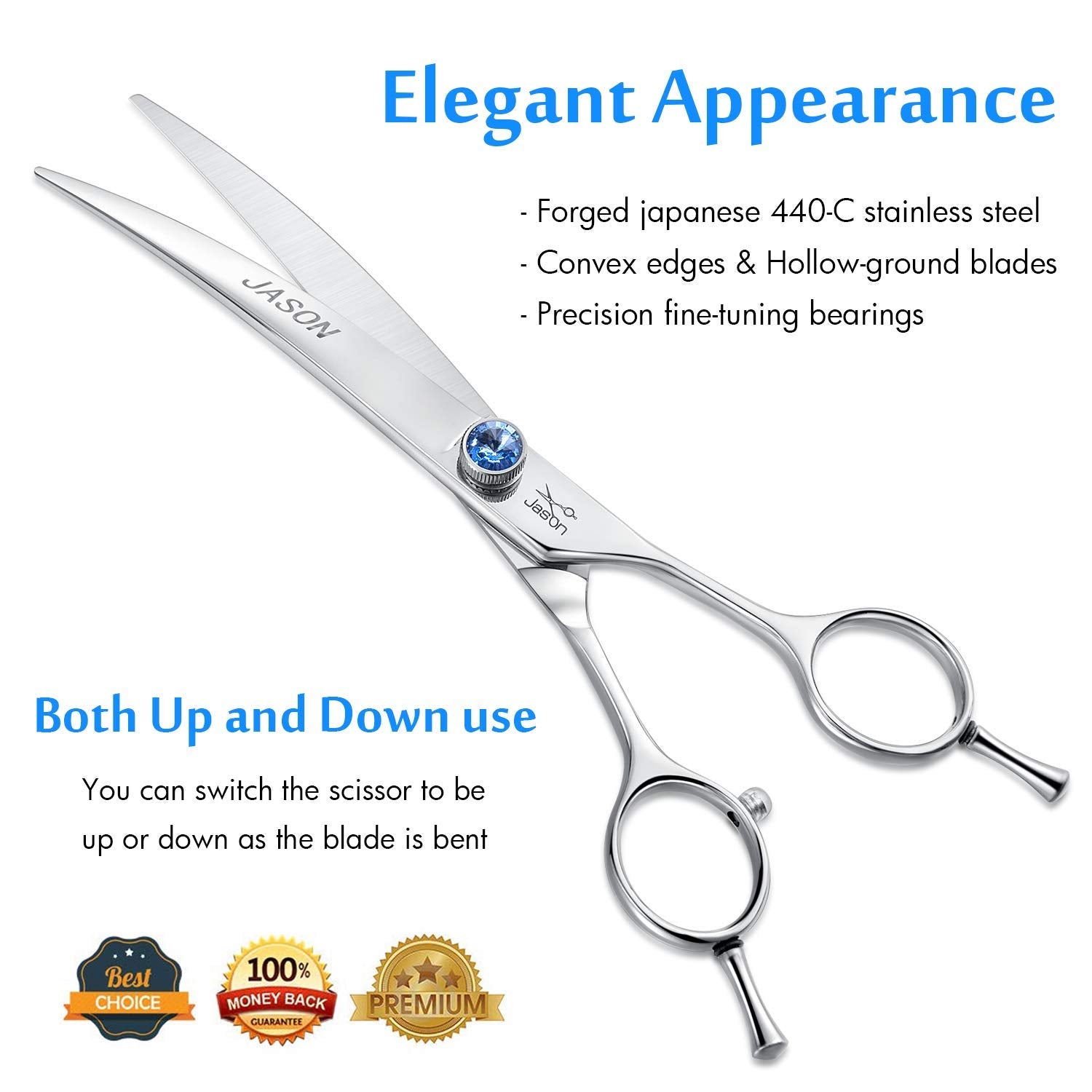 JASON japanese-440c steel blade close-up shows durable, sharp edge for professional results.