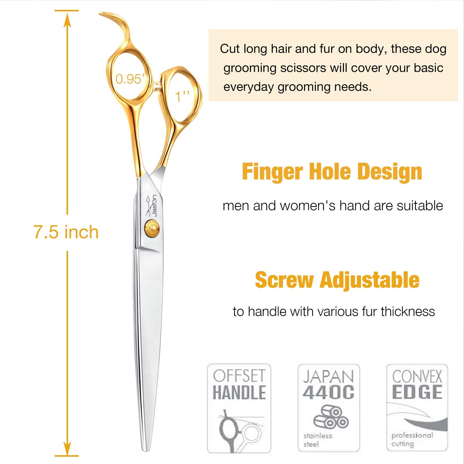 JASON 440C stainless steel blades highlighted for smooth cuts on pets
