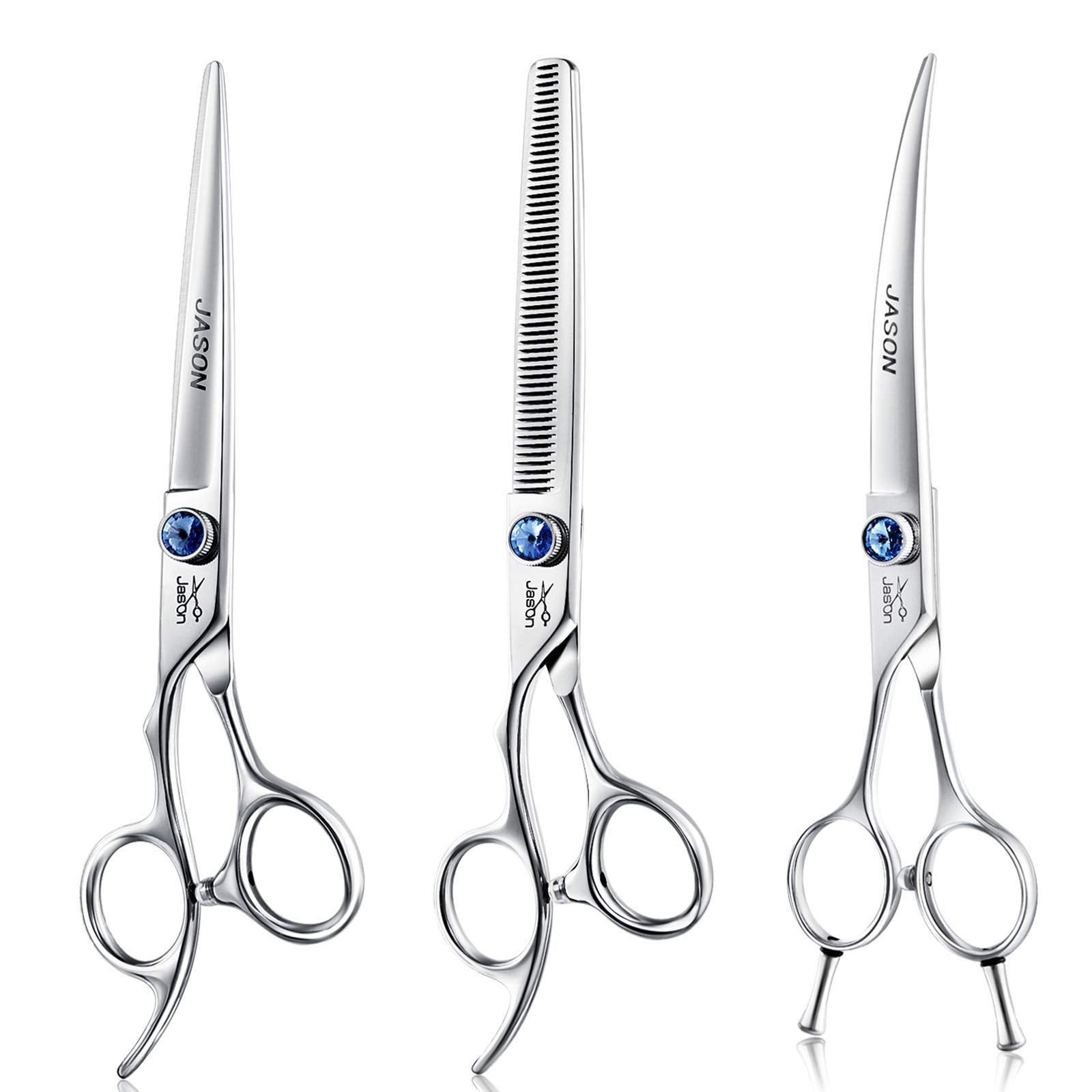 Jason left-handed 7-inch curved grooming scissors for precise contouring.