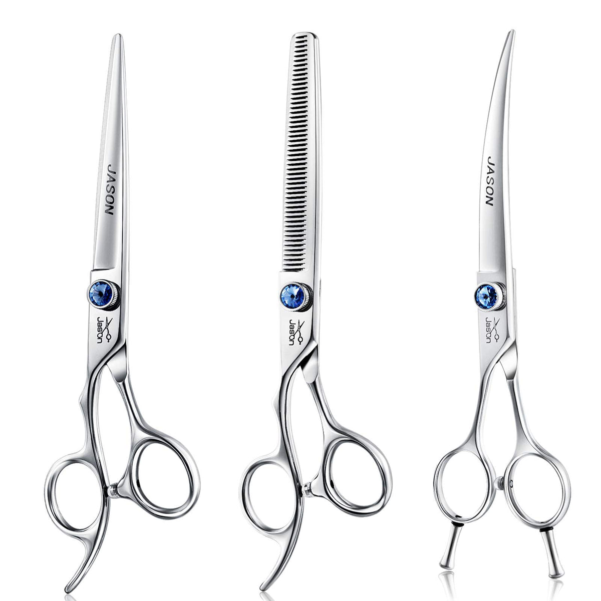 Jason left-handed 7-inch curved grooming scissors for precise contouring.