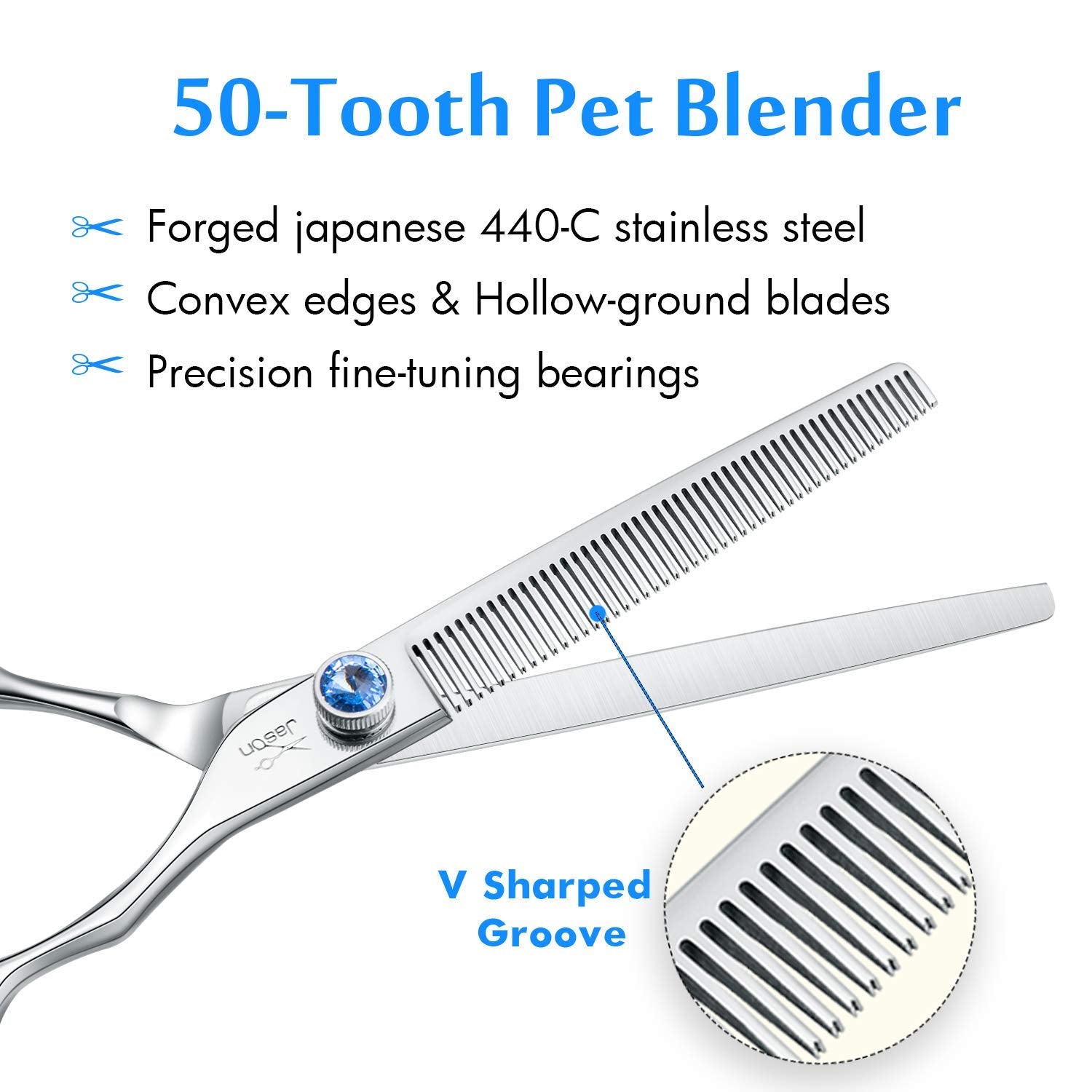 JASON offset-handle ergonomic design reduces fatigue during long grooming sessions.