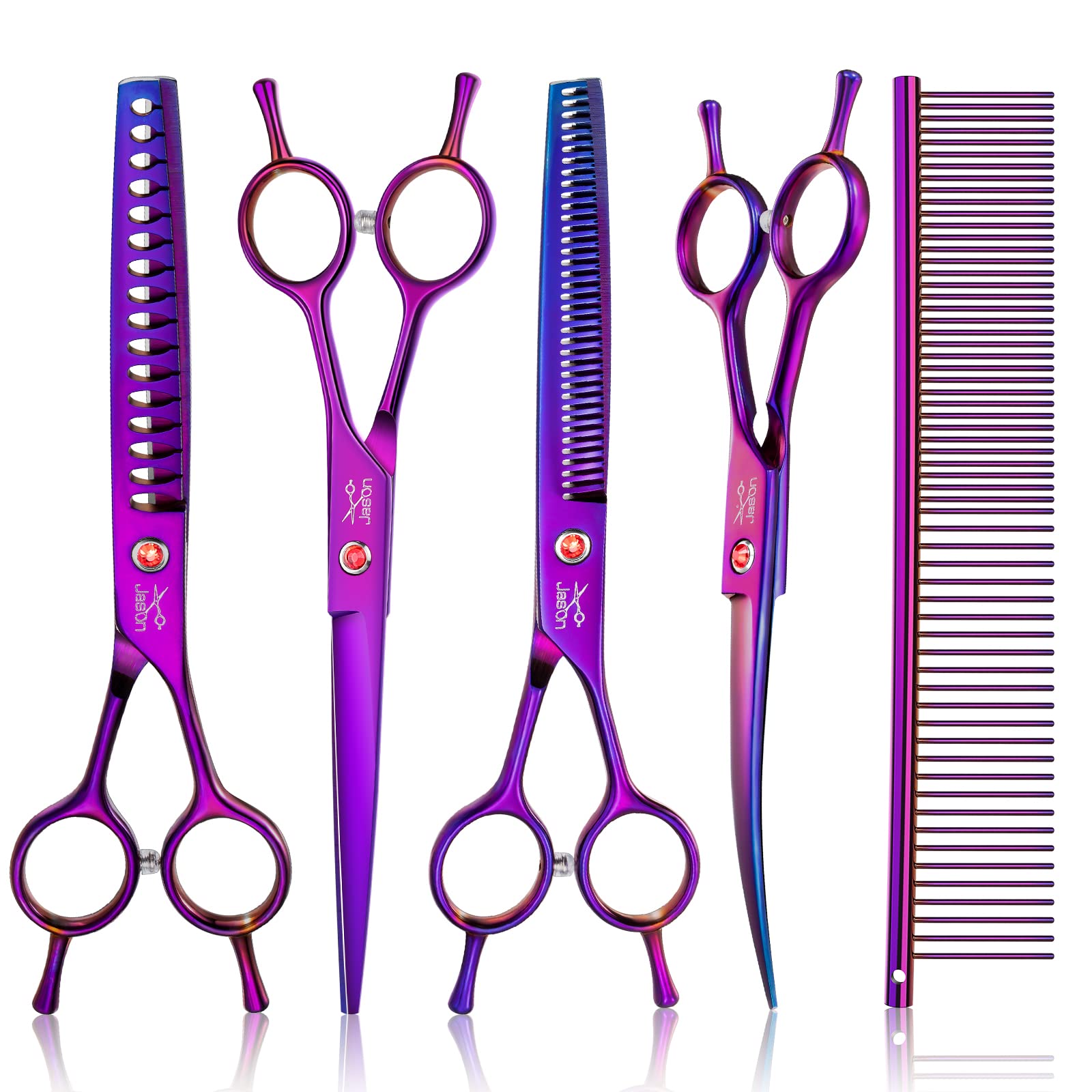 JASON 6-in-1 dog scissors kit front view for versatile grooming sessions.