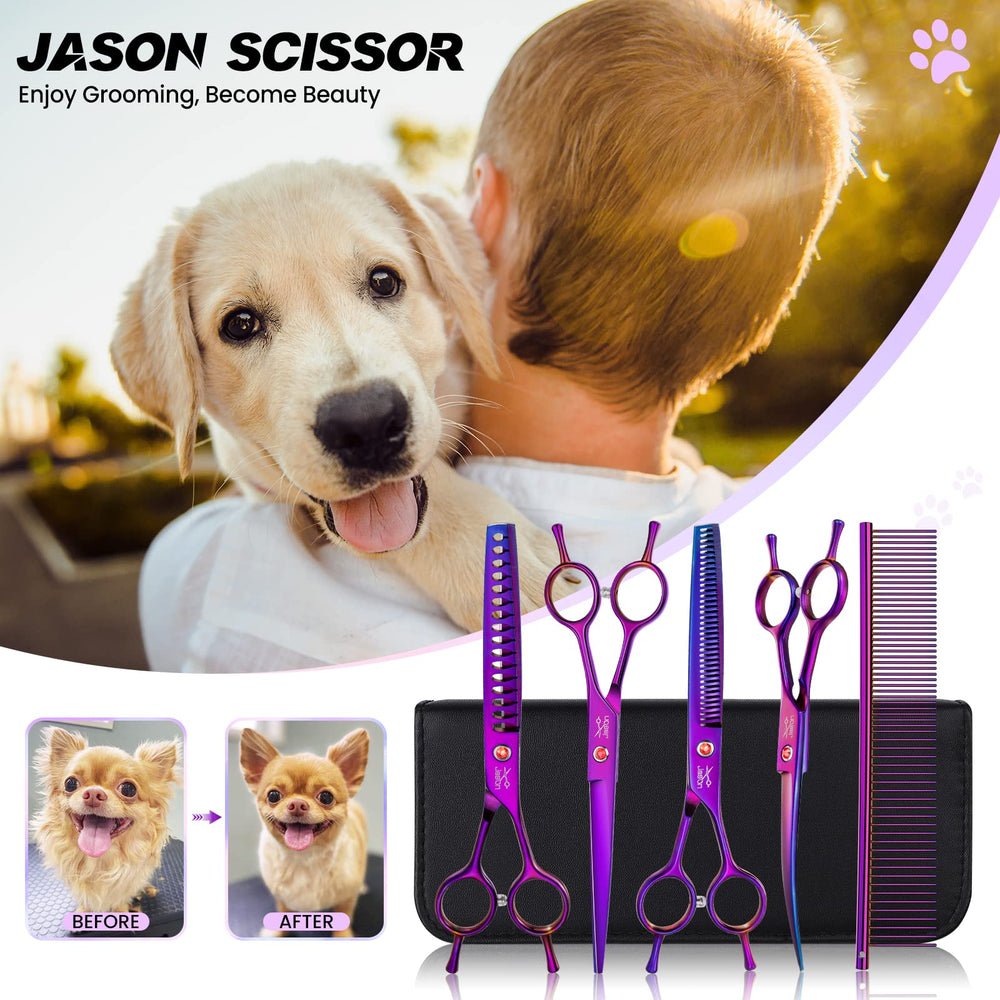 JASON straight blade dog scissors for precise trims.