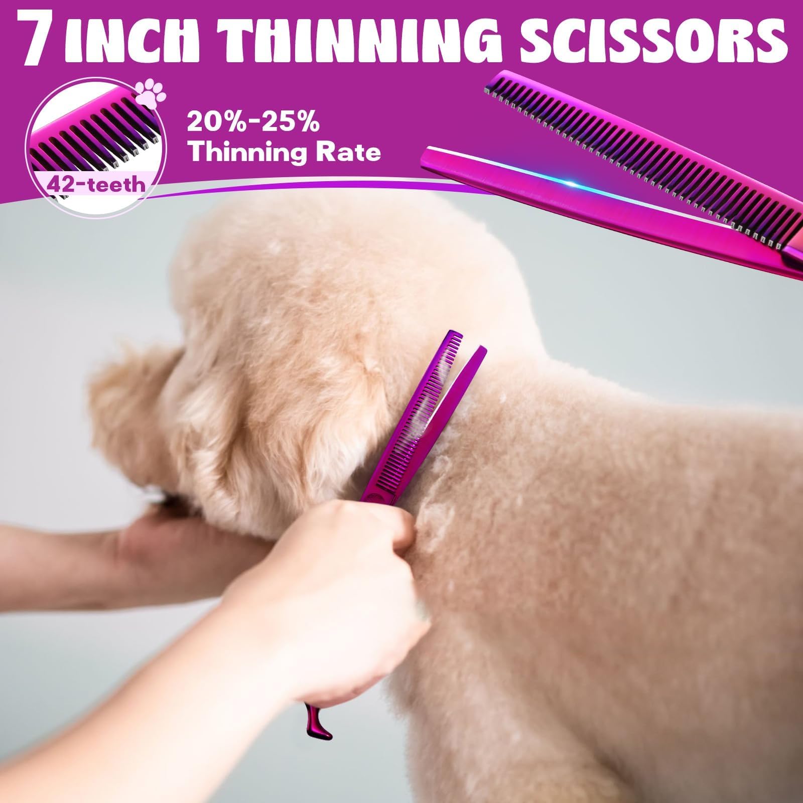 JASON Purple grooming comb helps detangle and prep fur before clipping.