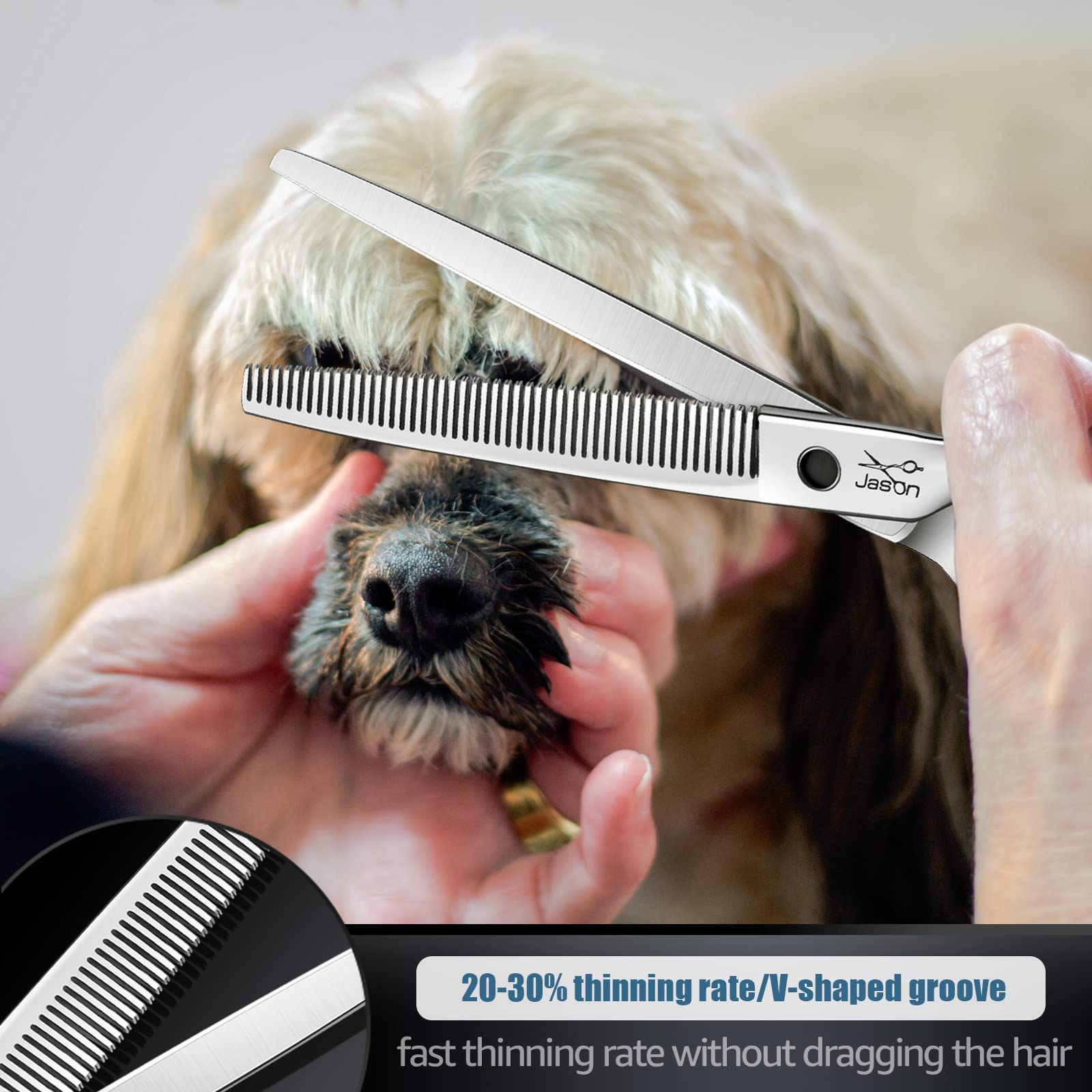 JASON silent-grip feature minimizes noise during pet grooming sessions