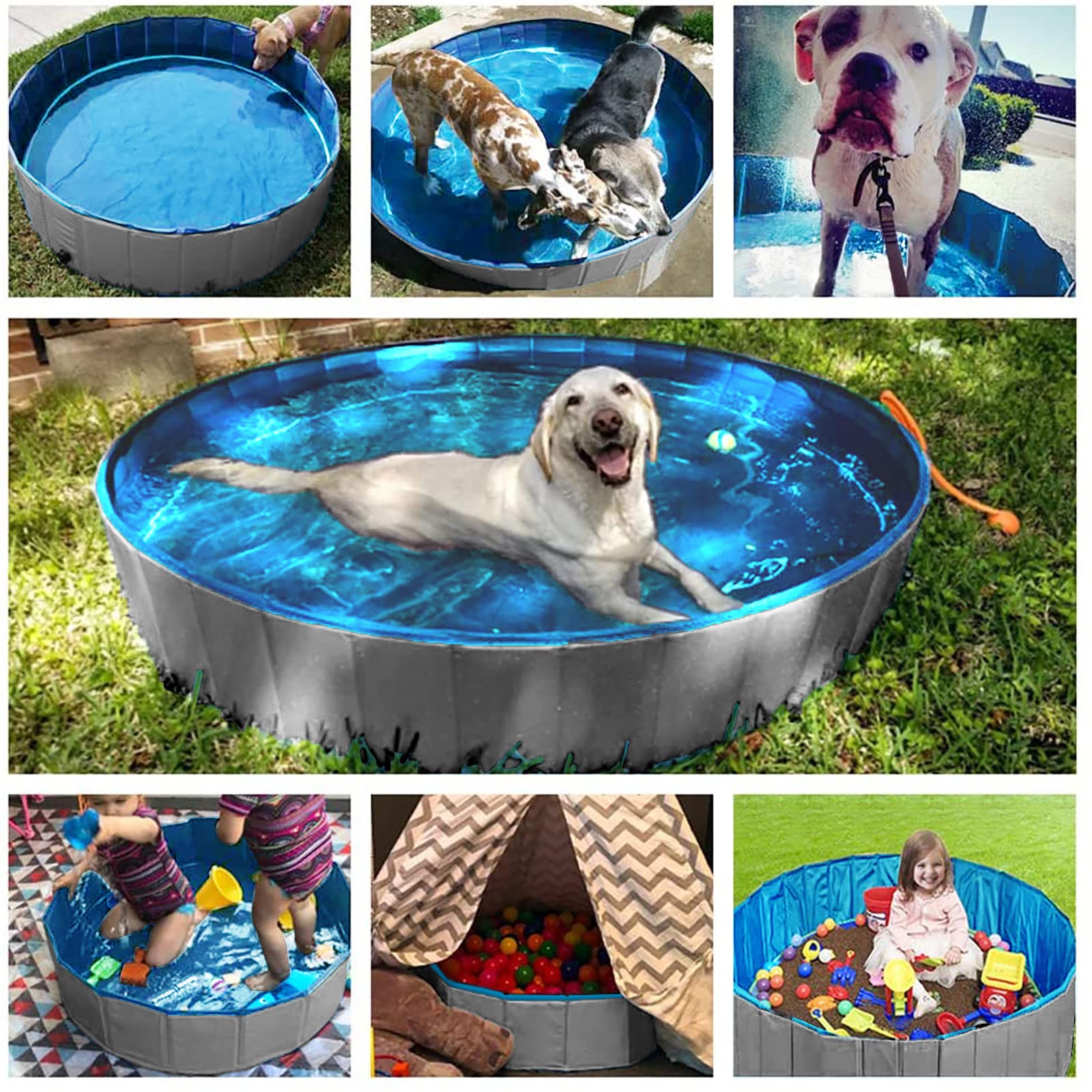 Jasonwell size M 39.5x12 pool accommodates medium dogs with kid-friendly fun.