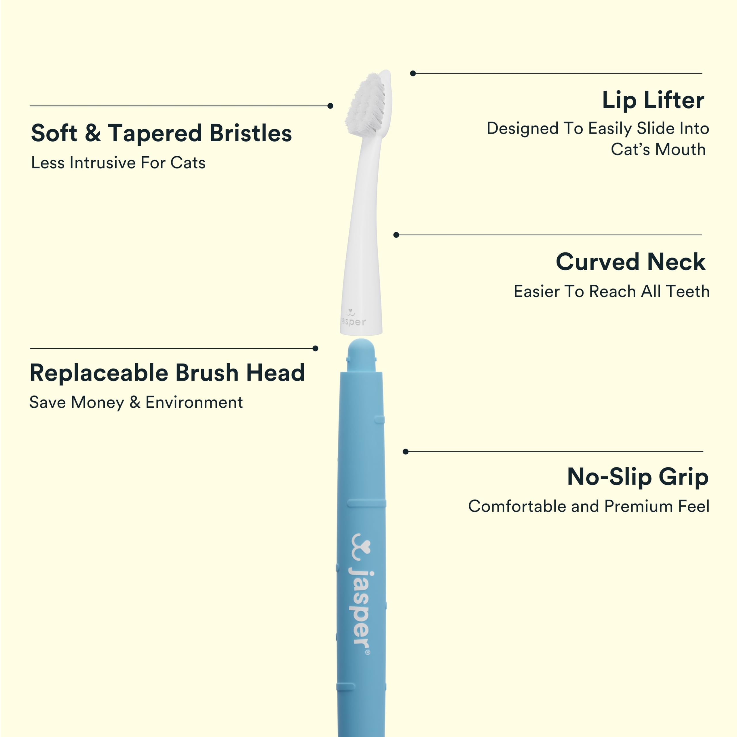 Jasper Microbrush con cabezas intercambiables para mascotas.