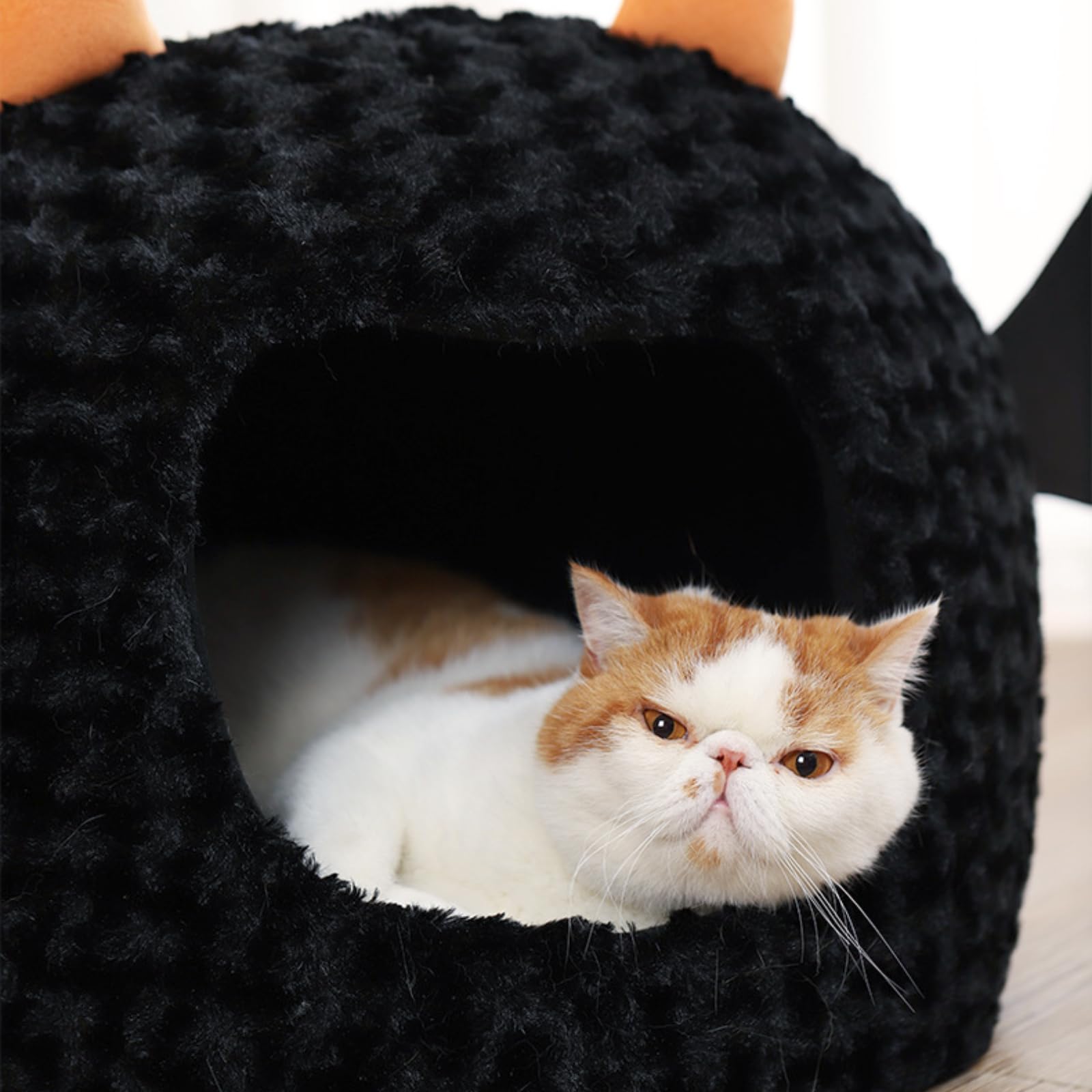 Jatmira cat bed halloween large plush cushioning helps feline comfort after playtime
