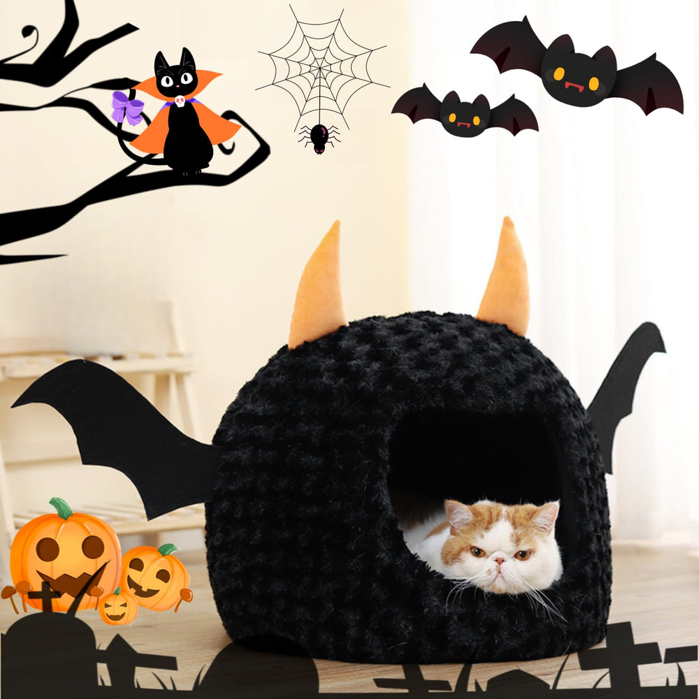 Jatmira cat bed halloween large 17x17x15 dimension framing a compact cozy setup