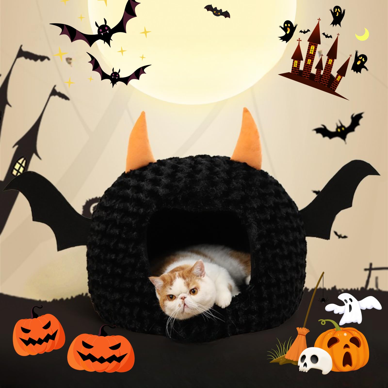 Jatmira cat bed halloween large noise-free design reduces crinkle distractions during naps