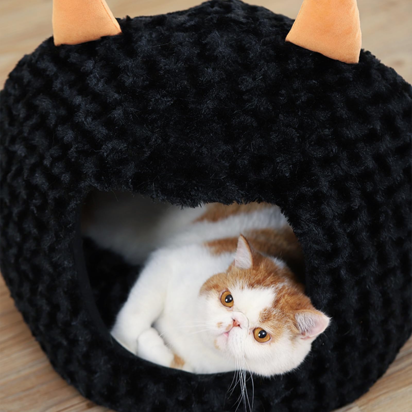 Jatmira cat bed halloween large round bed supports head and neck for relaxed lounging