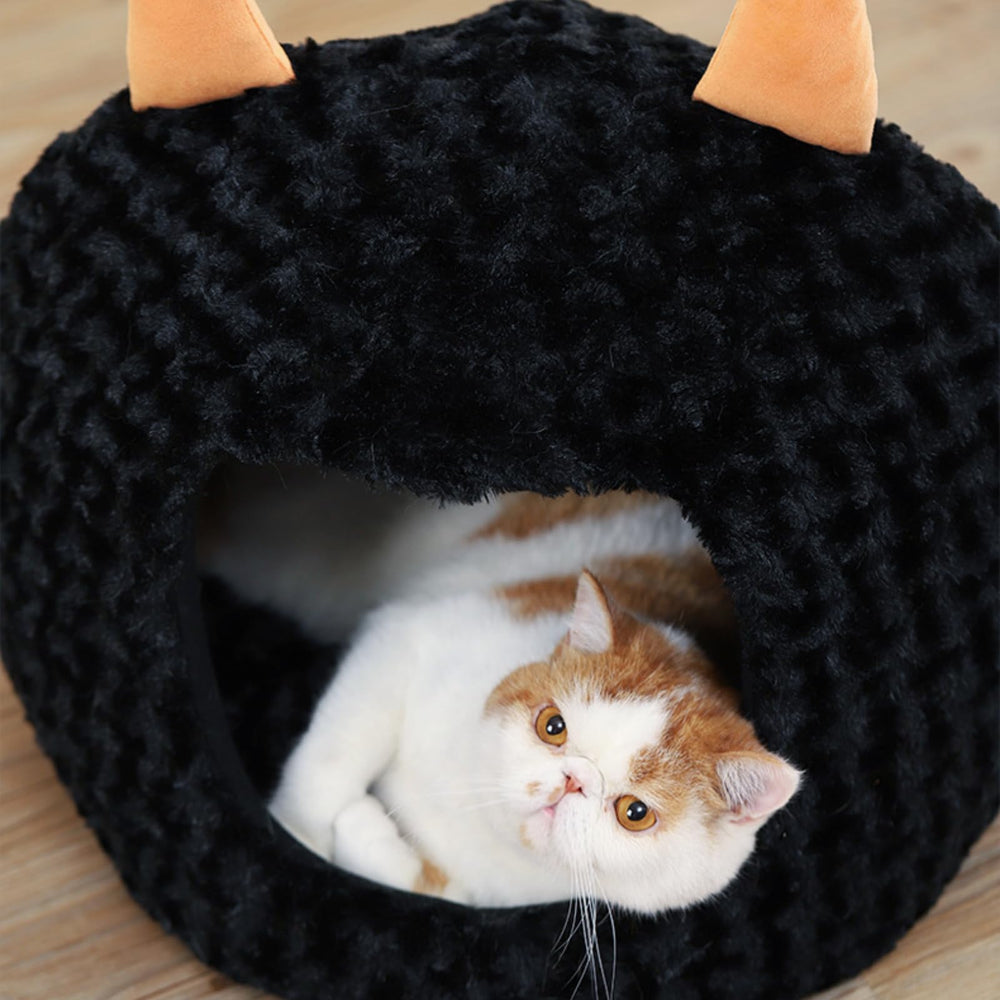 Jatmira cat bed halloween large round bed supports head and neck for relaxed lounging