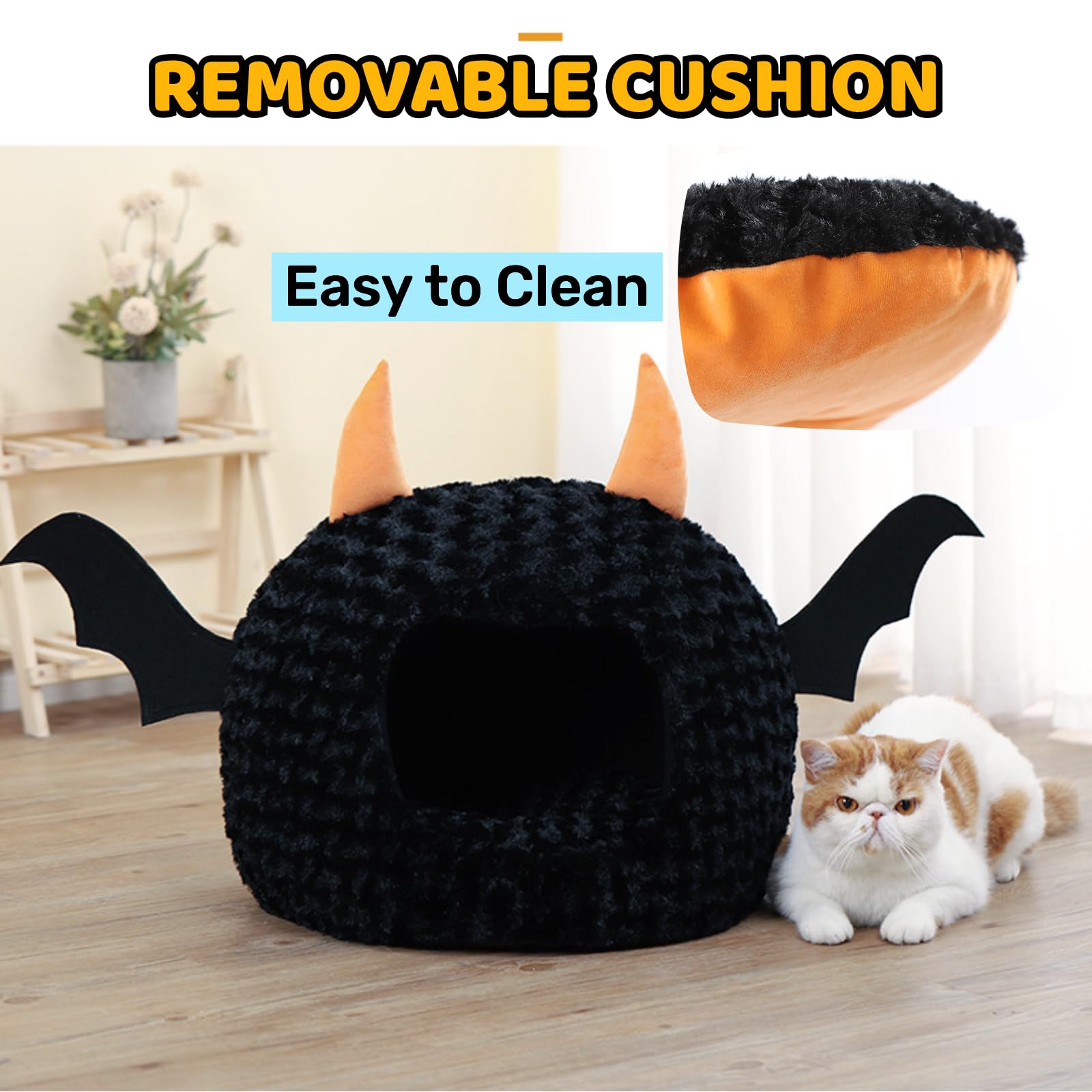 Jatmira cat bed halloween large soft-fabric surface provides ultra-soft touch for gentle purring