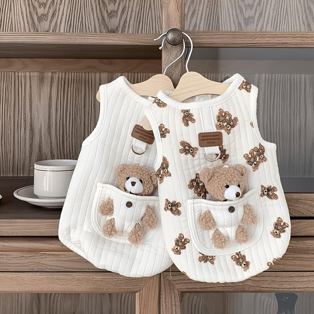 Jatmira plush bear-pattern white2 fabric closeup shows skin-friendly cotton