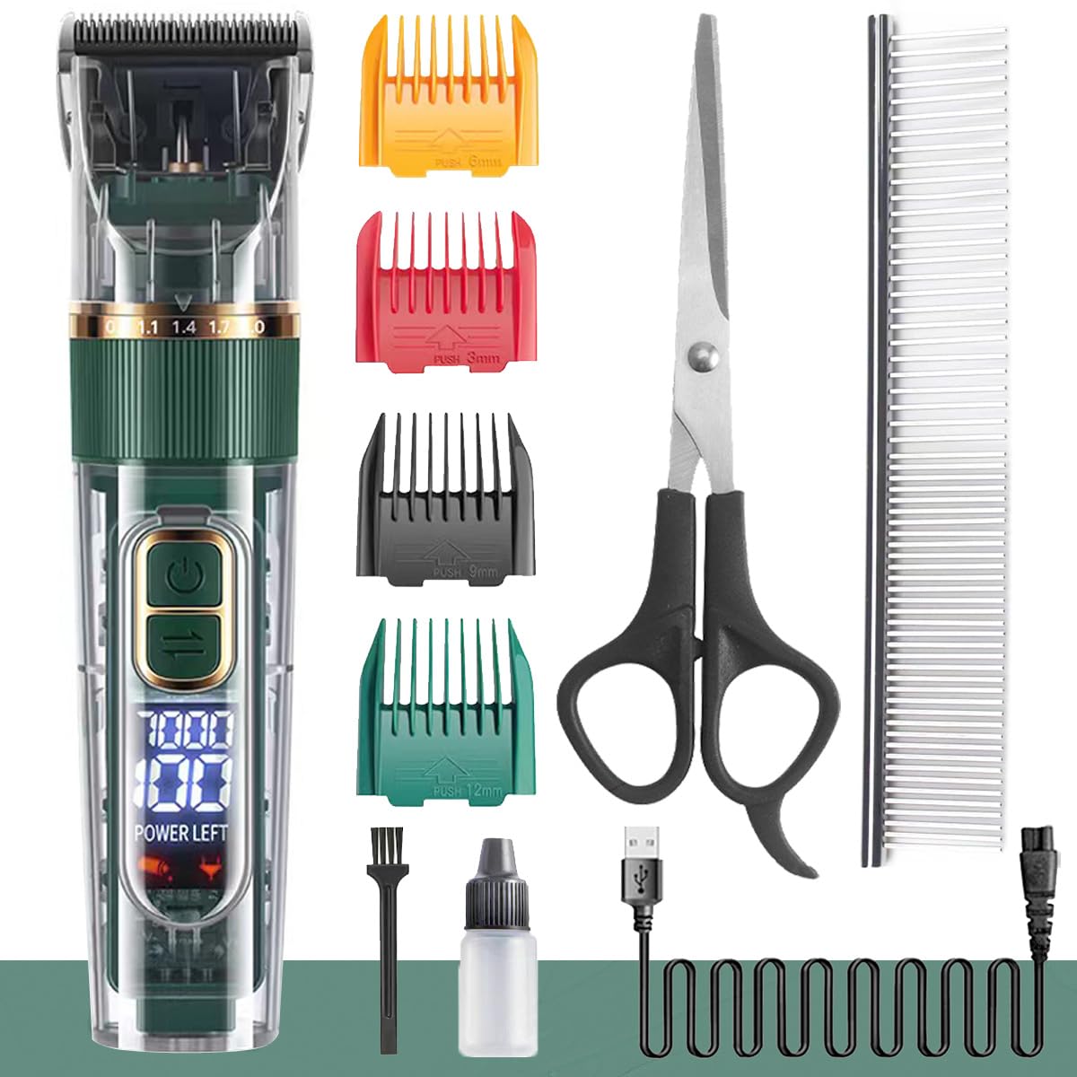 JAVENYIMAN dog hair clippers with LED display for easy battery status