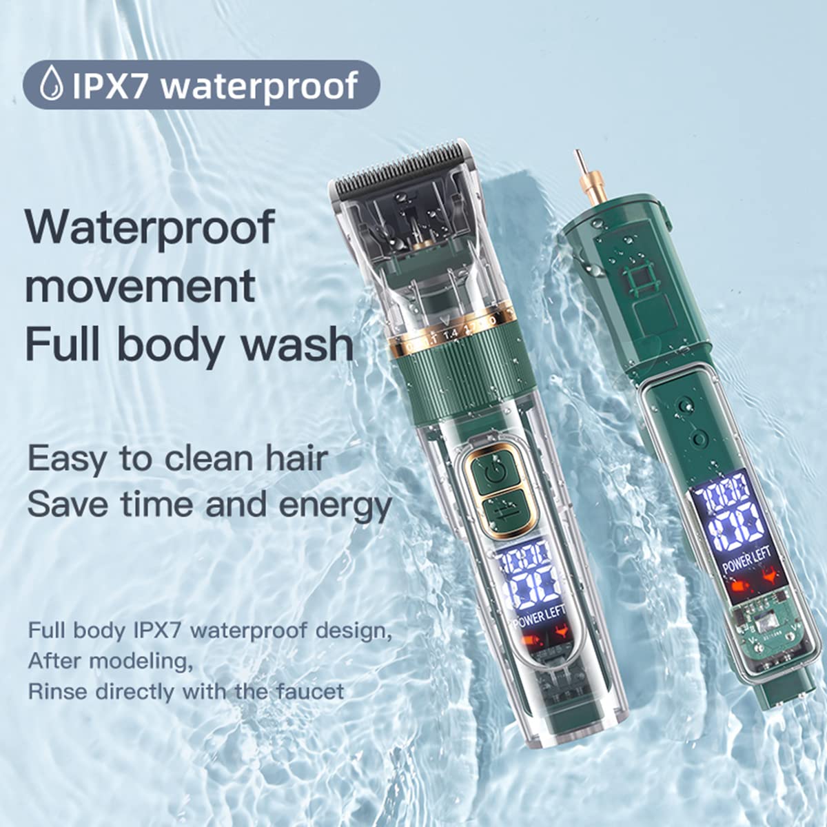 JAVENYIMAN IPX7 waterproof dog clippers in bath-time use