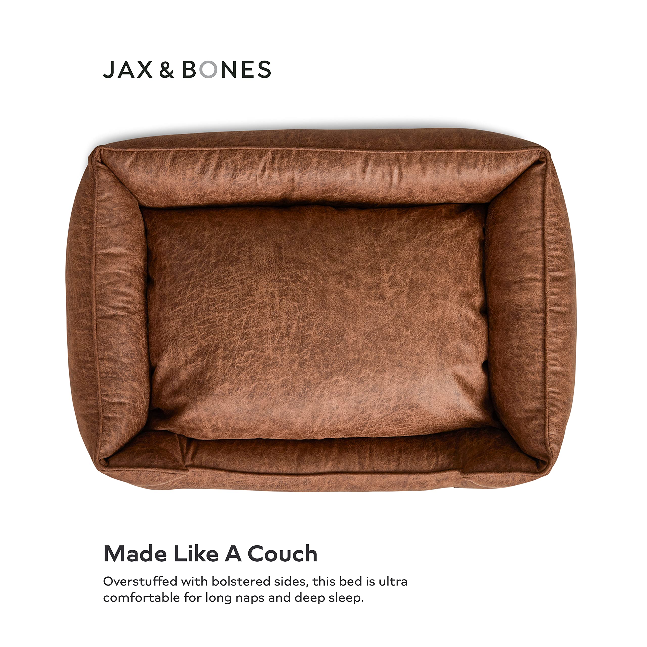 Jax & Bones dog bed lounge durable furniture-grade fabric withstands heavy use.