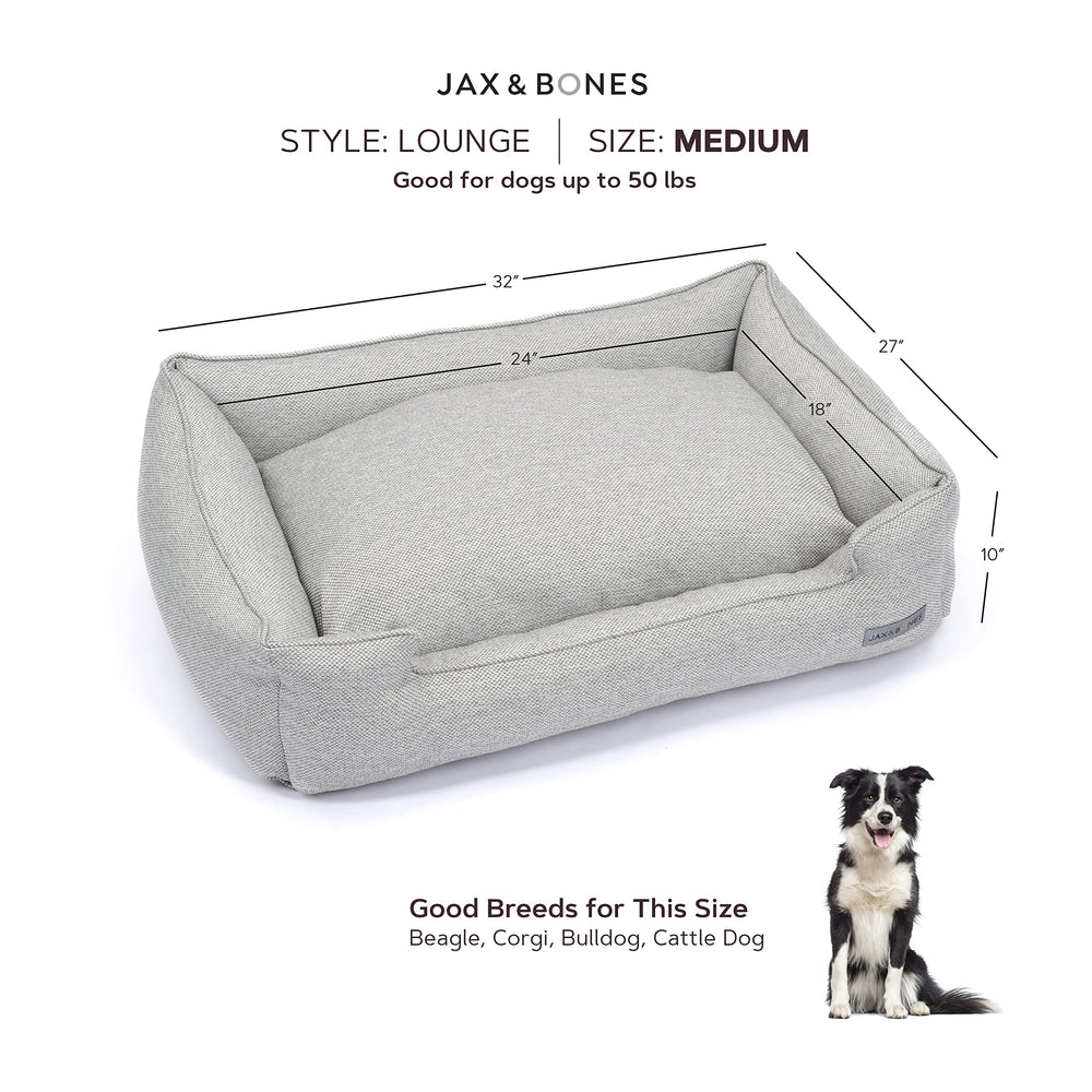 Jax & Bones medium-size 32x27 bed fits dogs up to 50 pounds.