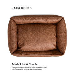 Jax & Bones dog bed lounge side bolster detail highlights sofa style support