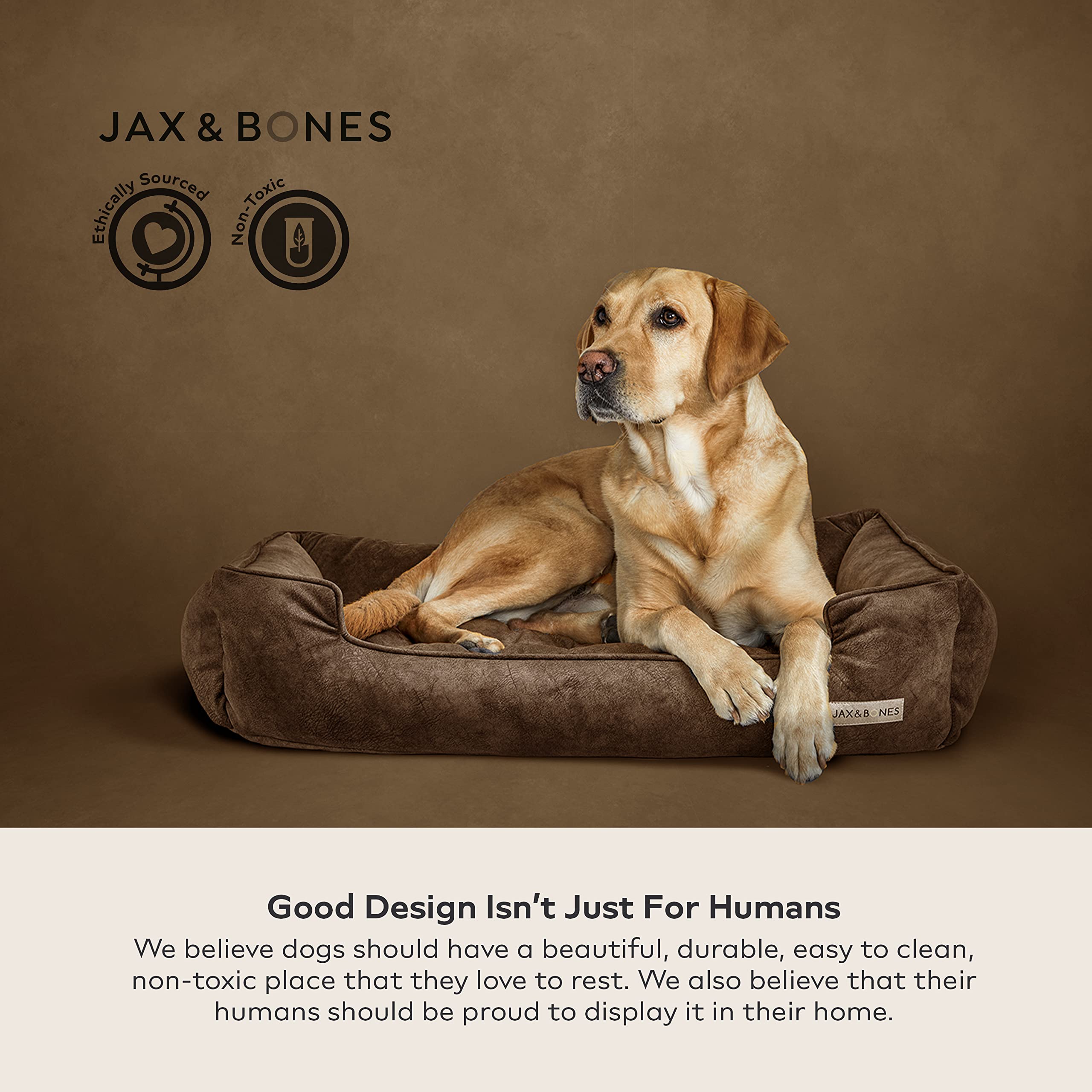 Jax & Bones dog bed lounge removable cover demonstrates easy machine wash care