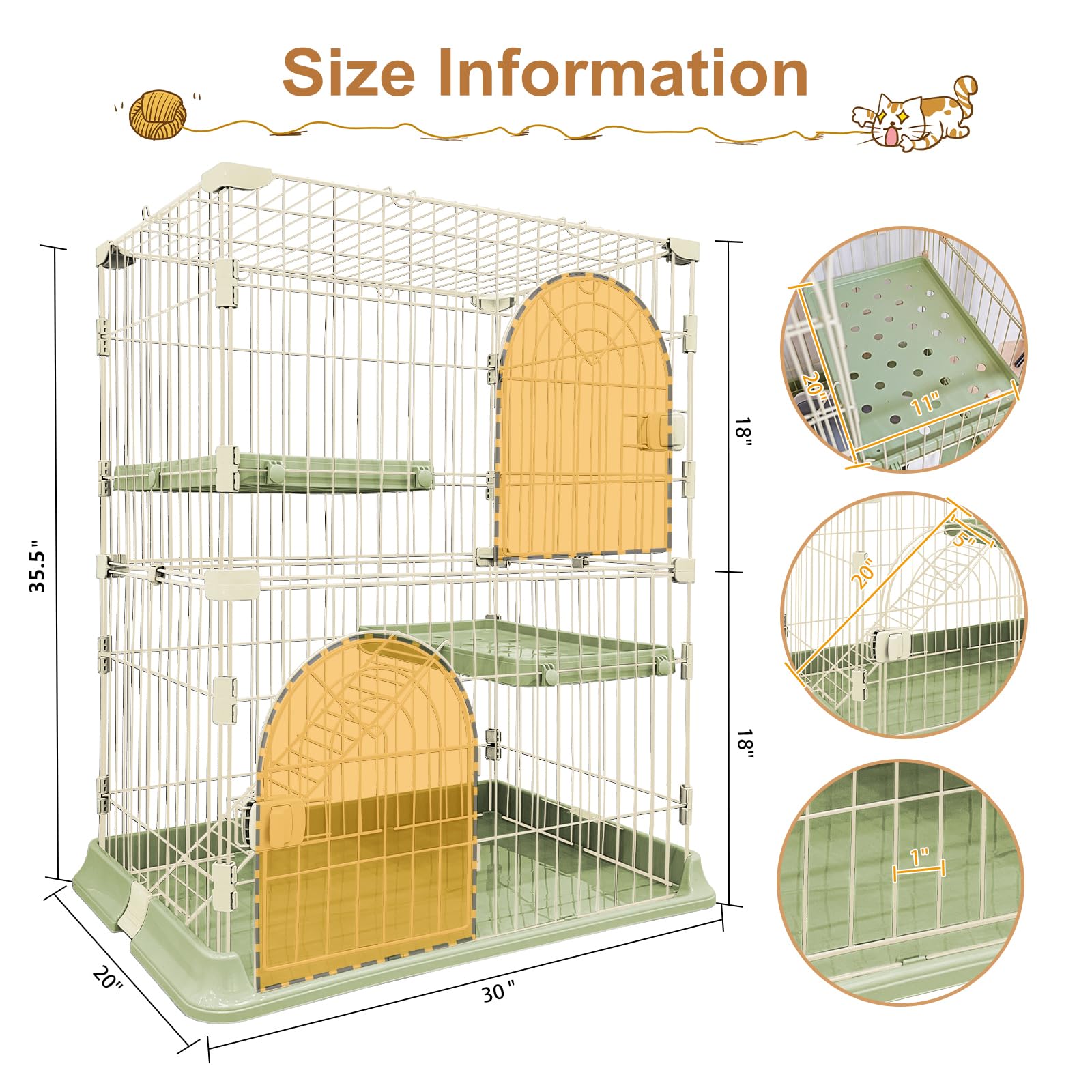 JaxSteam Cat Cage 2-Tier side view emphasizes vertical space for climbing.