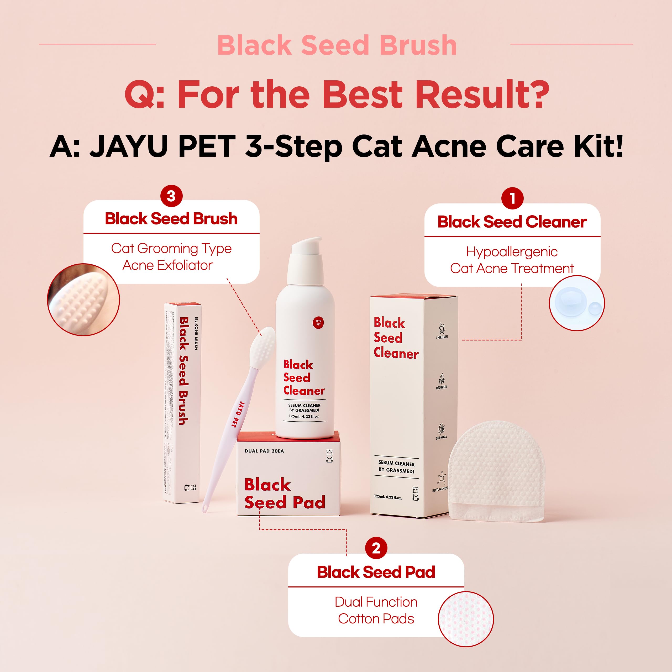 JAYU PET Black Seed Brush cat-cleaning versatility supports chin, nose, and body areas.