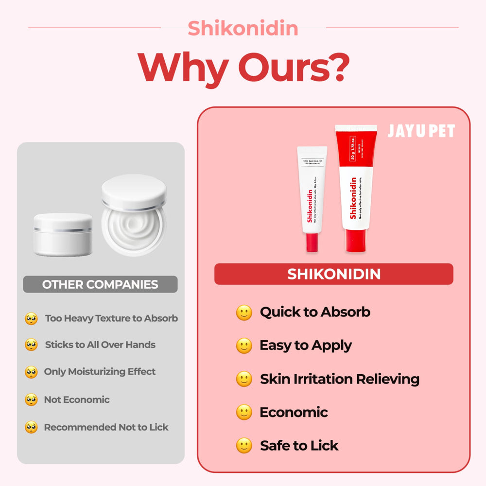 JAYU PET Shikonidin on a cat's dry nose and paw pads with natural ingredients