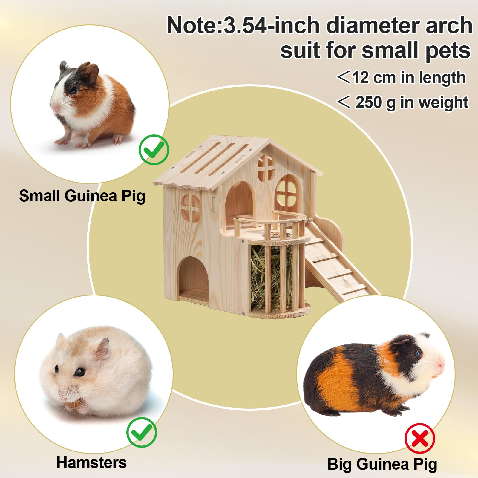 JAZUIHA Guinea Pig Hideout hay rack for convenient grazing