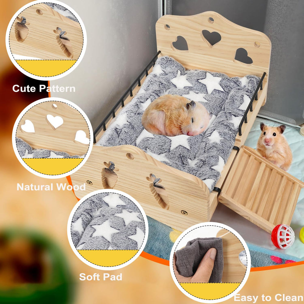 JAZUIHA wooden bunny bed wide view reveals spacious interior for small pets.