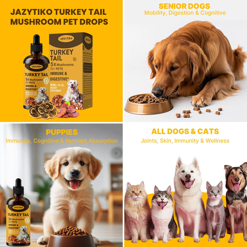 Jazytiko turkey tail dogs pack-shot demonstrating 90 ml bottle.