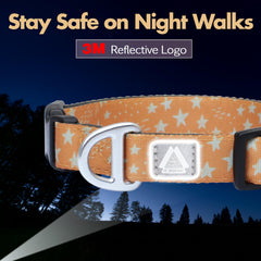 JC HOUSE 3M reflective logos on star-pattern collar boost nighttime visibility during walks.