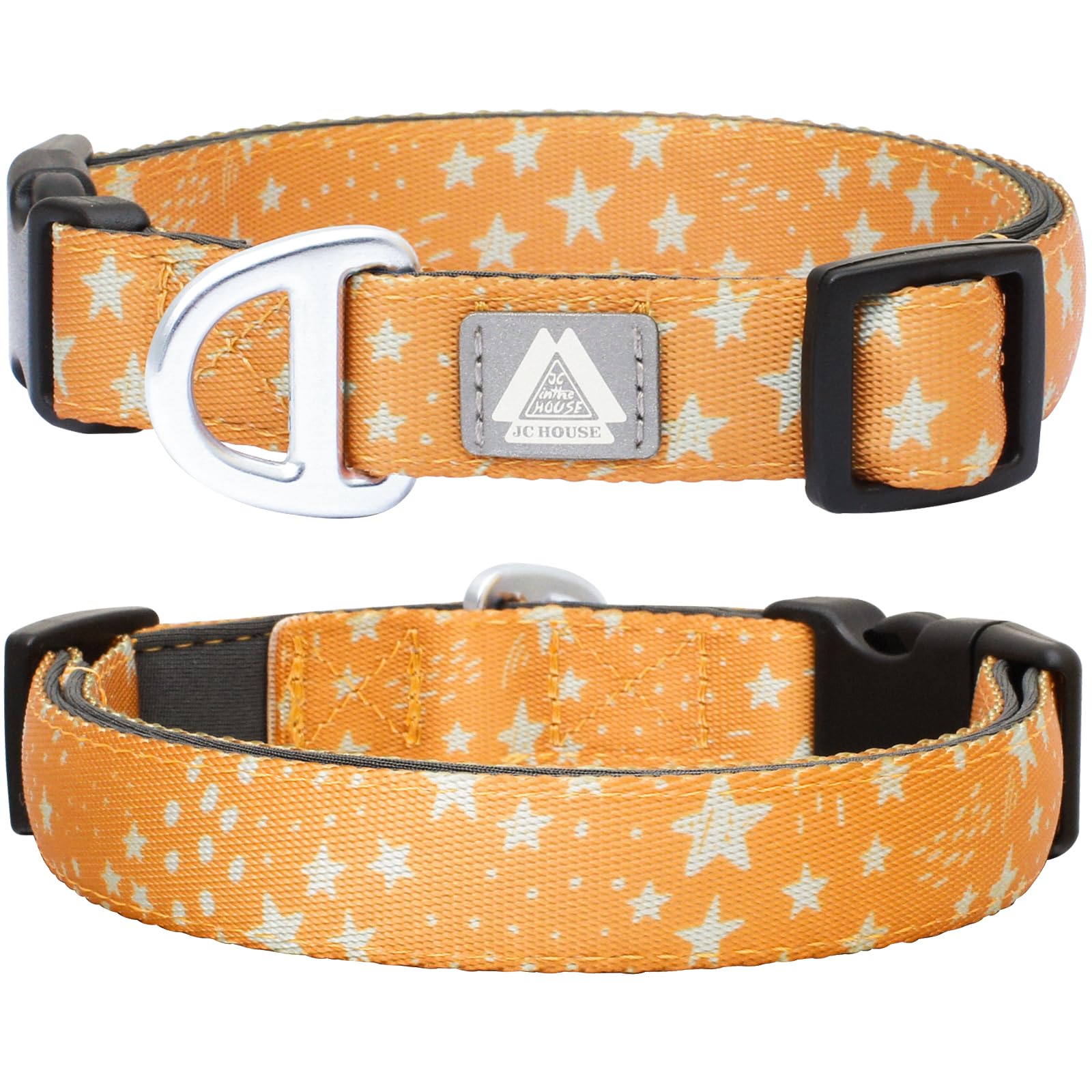 JC HOUSE fall dog collar star pattern brown; breathable neoprene padding for all-day comfort.