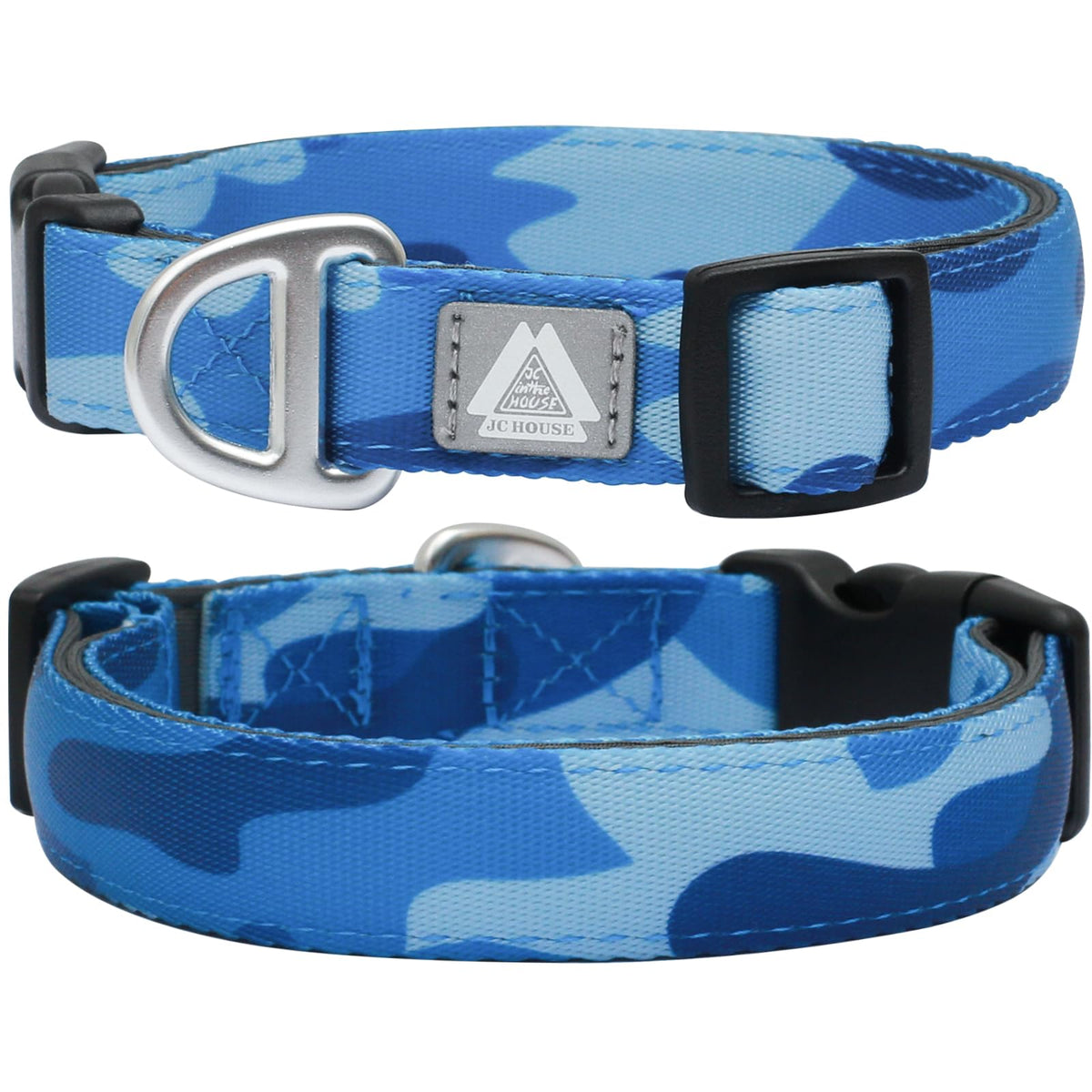 JC HOUSE soft padded collar in camo blue offers comfortable daily wear