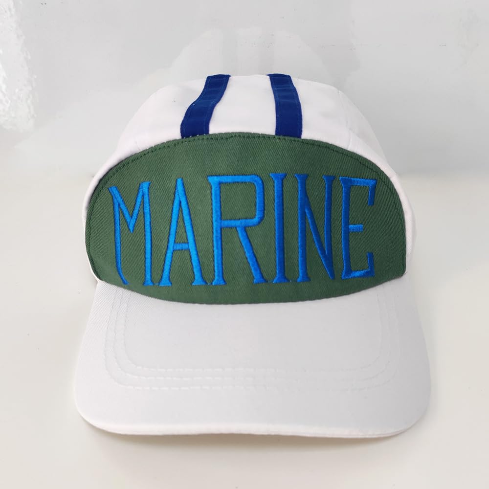 JCvCX marine hat blue white side view; ideal for costume parties.