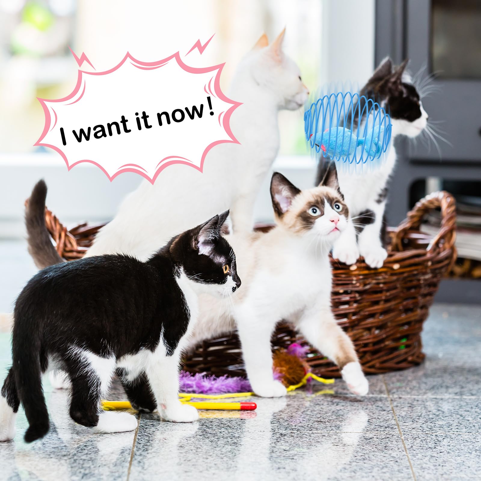 Jecery cat spring ball sturdy materials withstand playful biting for longer enjoyment.