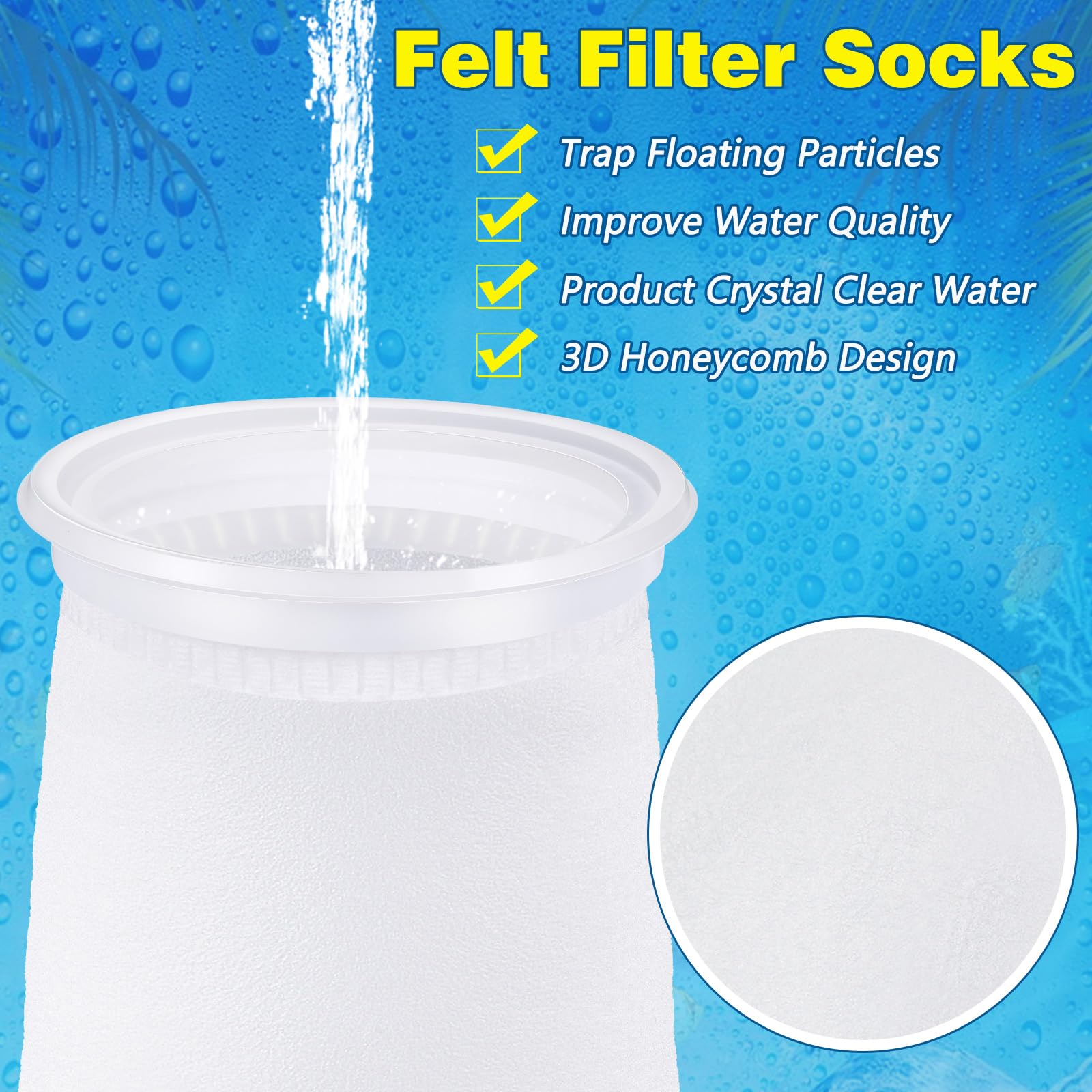 Jecery sump socks 4x8 inches ensure fit in most tanks and improve filtration.
