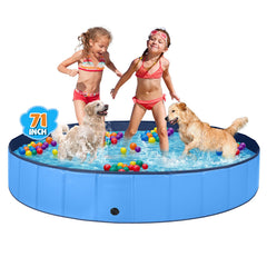 Jecoo dog pool foldable setup shows quick assembly for outdoor use.