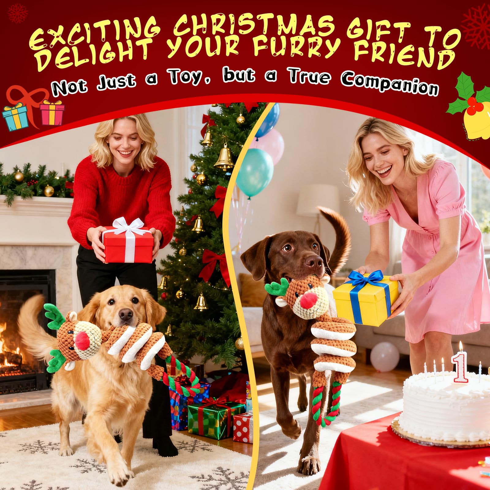 Jeefome teething-friendly dog toy supports chewing and entertainment