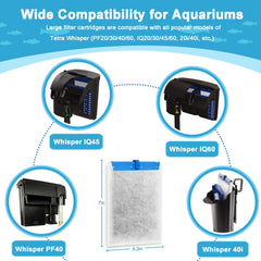 Jeekocaso filter cartridges cross-compatibility with Tetra Whisper models enables versatile use.