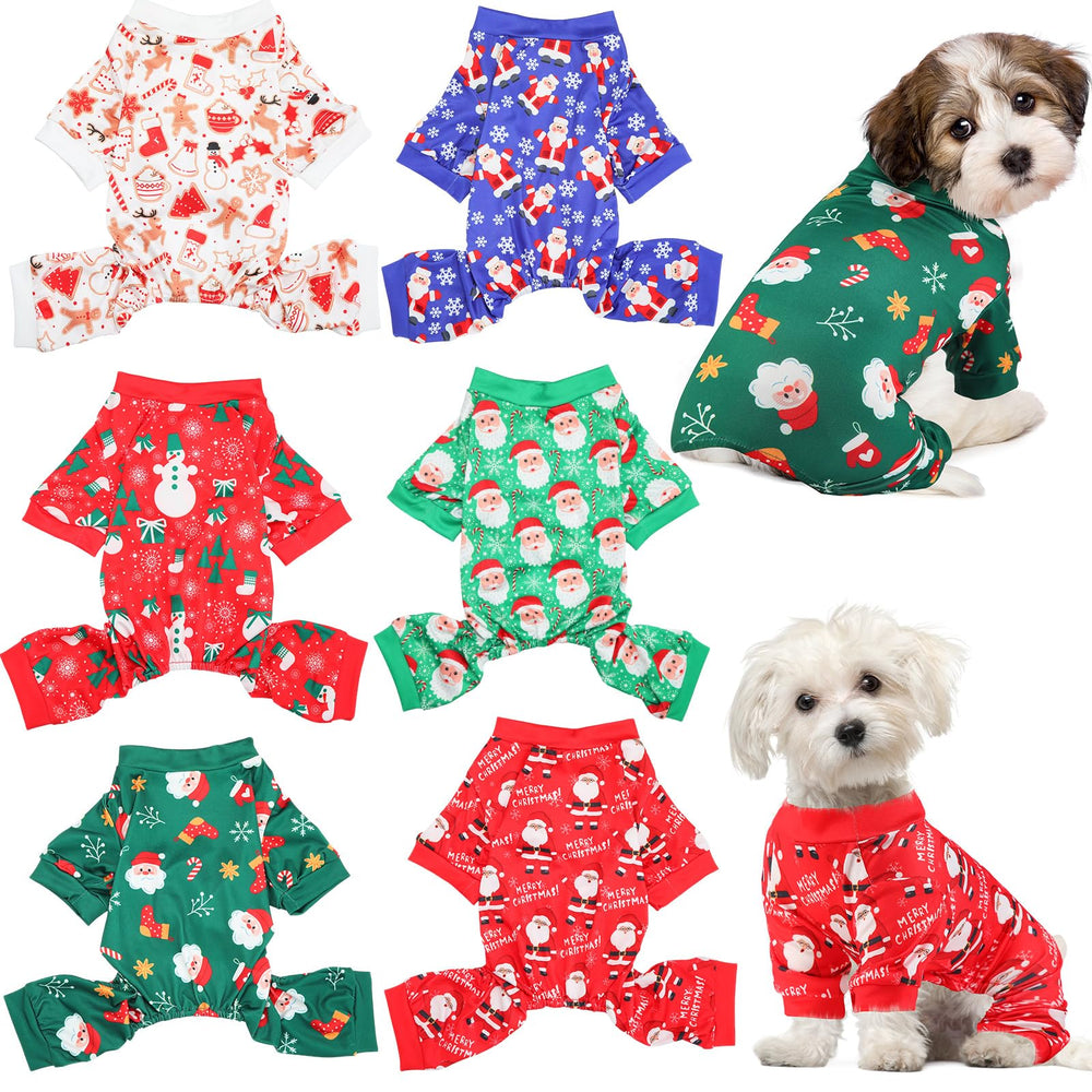 Jeere dog pajamas Santa pattern keep your small dog cozy during festive nights