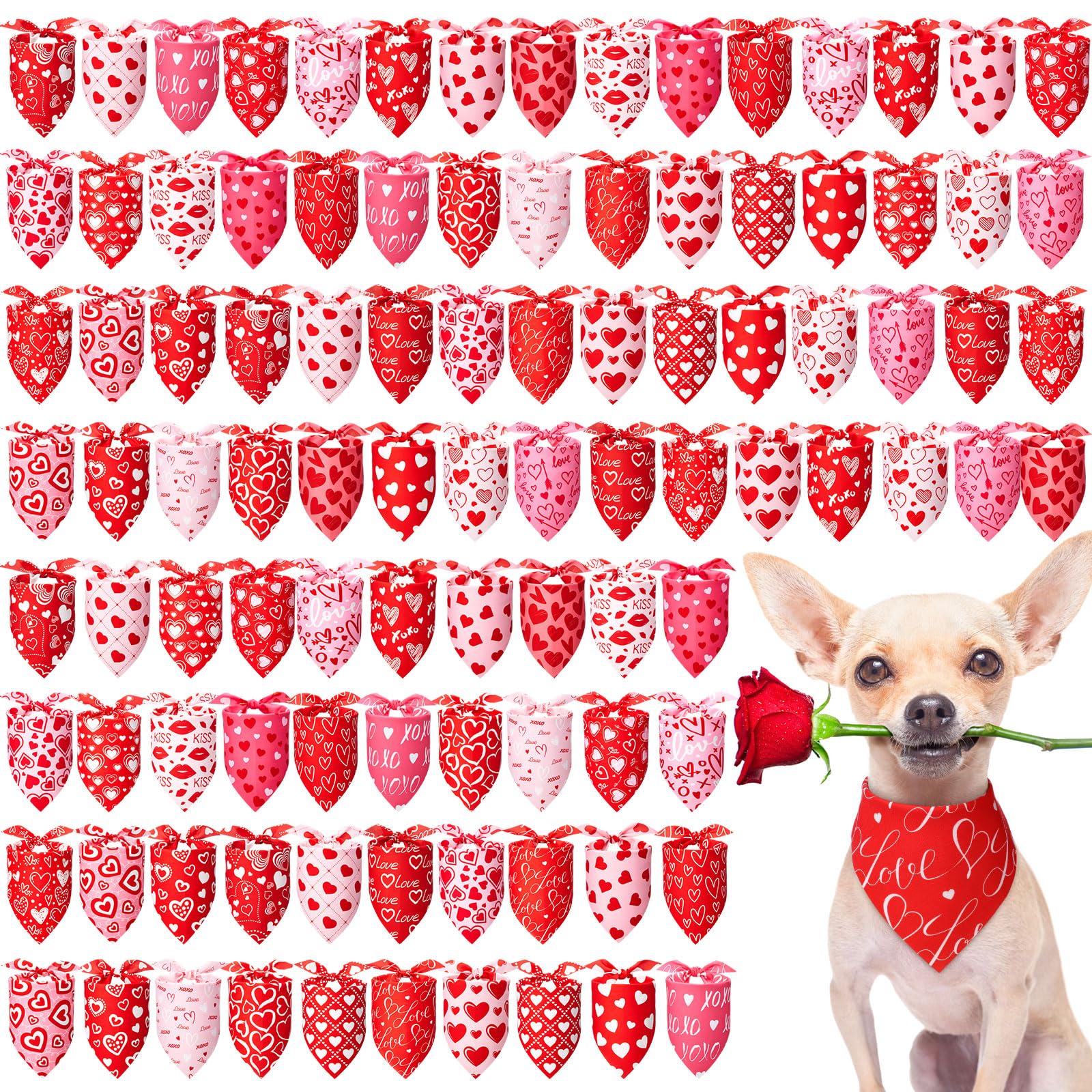 Jeere Valentines Day dog bandana heart pattern 1 adds festive charm for pet photos and parties.
