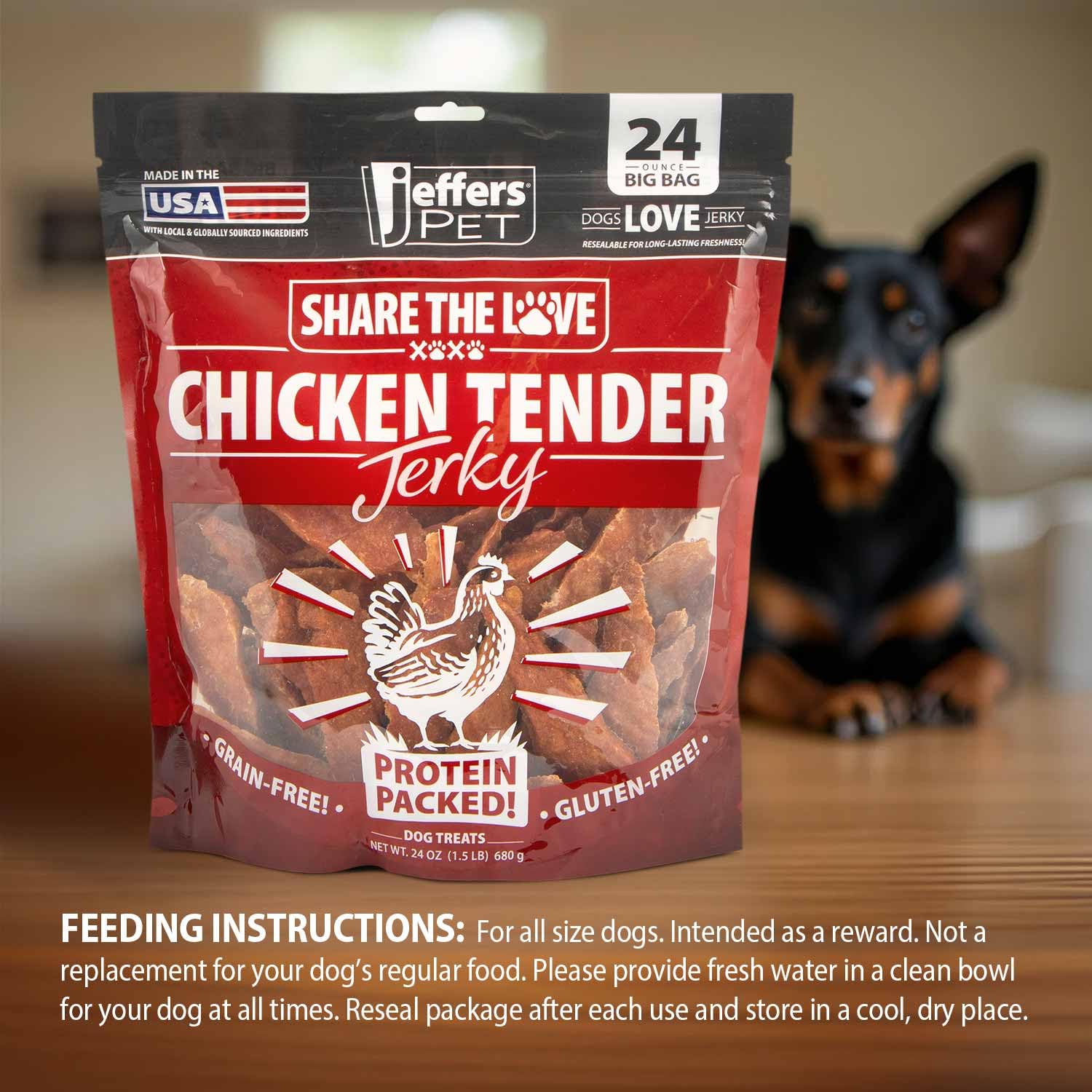 Jeffers Chicken Jerky Dog Treats ideal snack for picky eaters.