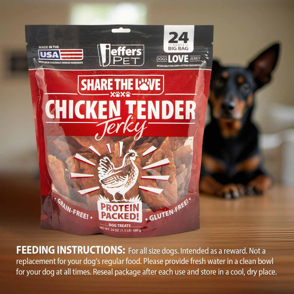 Jeffers Chicken Jerky Dog Treats ideal snack for picky eaters.