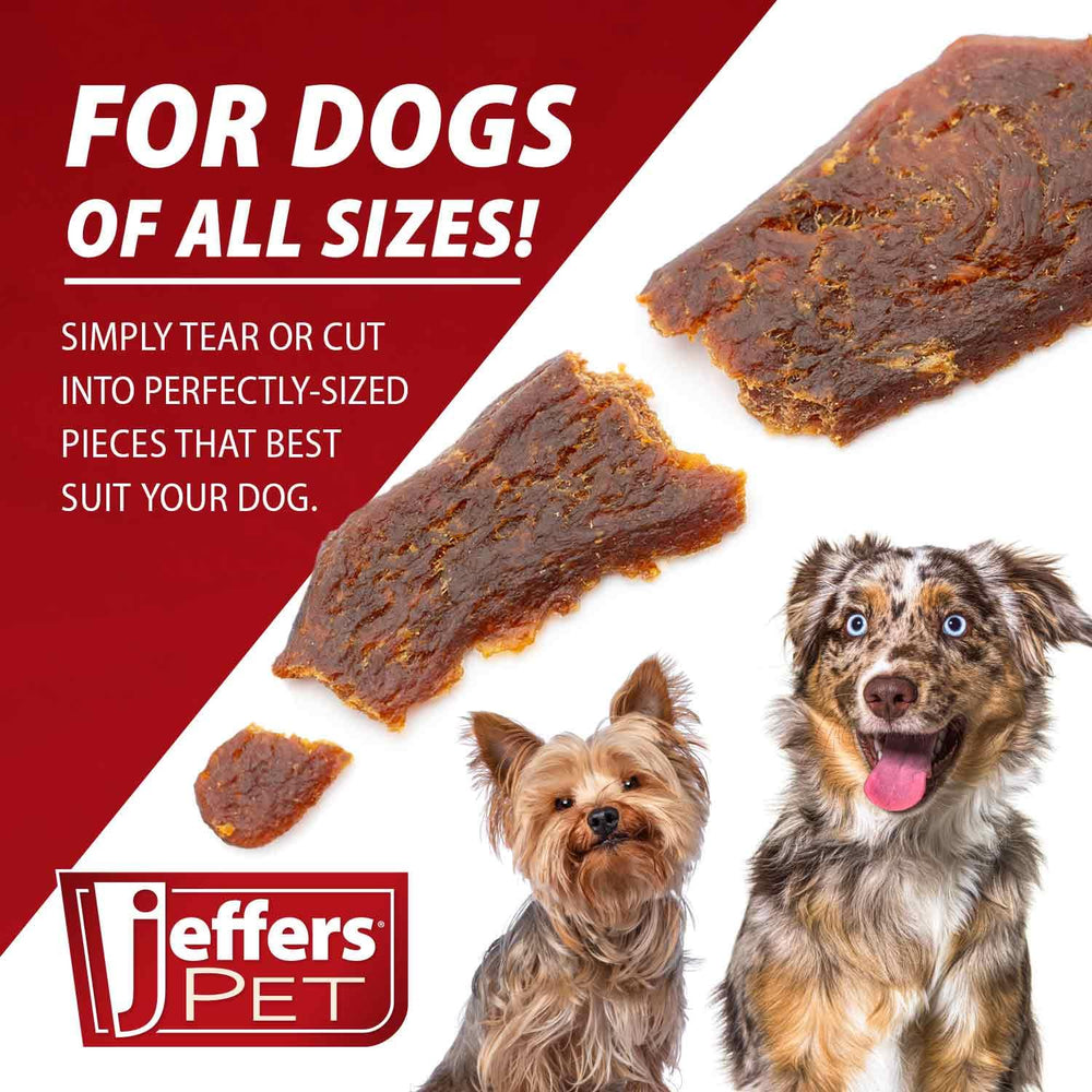 Jeffers Chicken Jerky Dog Treats resealable bag for on-the-go training.