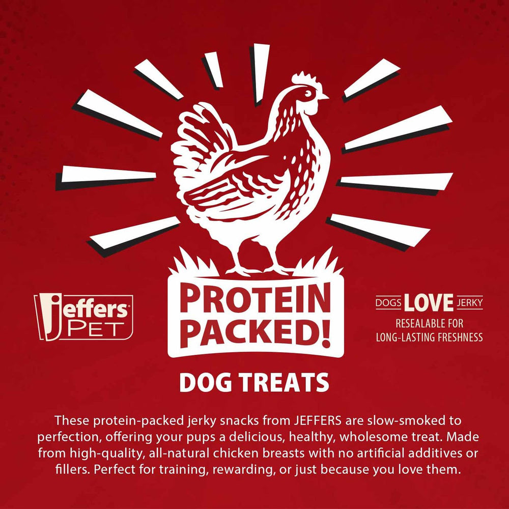 Jeffers Chicken Jerky Dog Treats USA-made quality and ethical sourcing.